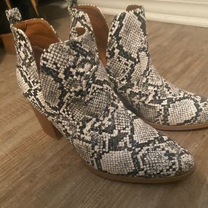 Snake print booties